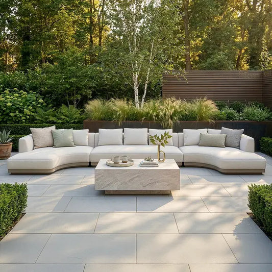 Maze - Outdoor Fabric Lyon Large U Shape Sofa Set - Pebble - Blythe Living