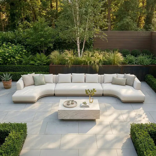 Maze - Outdoor Fabric Lyon Large U Shape Sofa Set - Pebble - Blythe Living