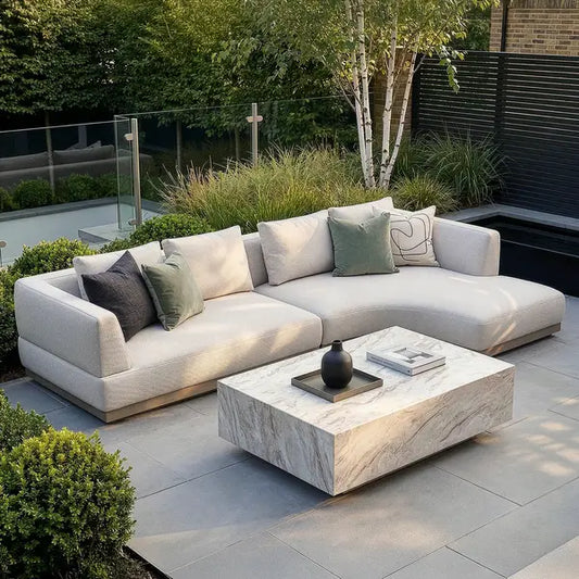 Maze - Outdoor Fabric Lyon Small Corner Sofa Set - Pebble - Blythe Living