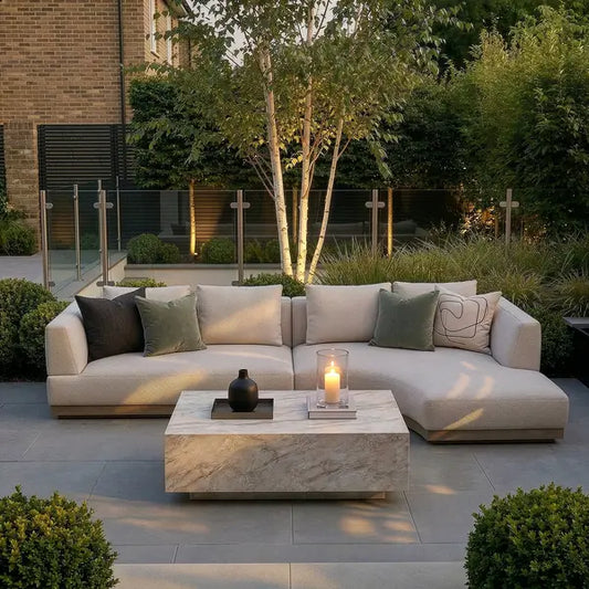 Maze - Outdoor Fabric Lyon Small Corner Sofa Set - Pebble - Blythe Living