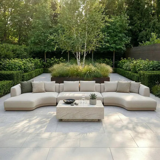 Maze - Outdoor Fabric Lyon Small U Shape Sofa Set - Pebble - Blythe Living