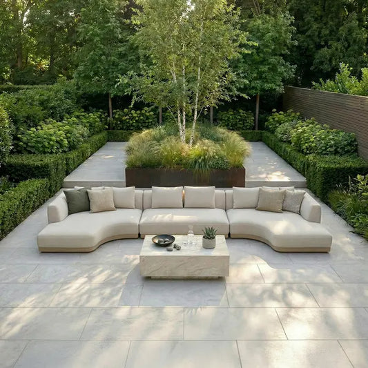 Maze - Outdoor Fabric Lyon Small U Shape Sofa Set - Pebble - Blythe Living