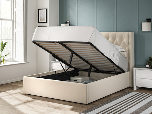 Essentials Beige Ottoman Bed