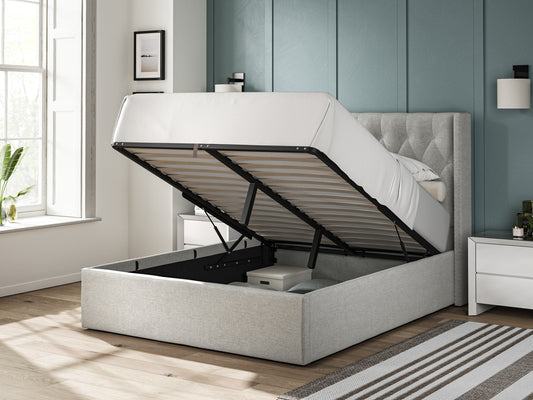 Essentials Grey Ottoman Bed