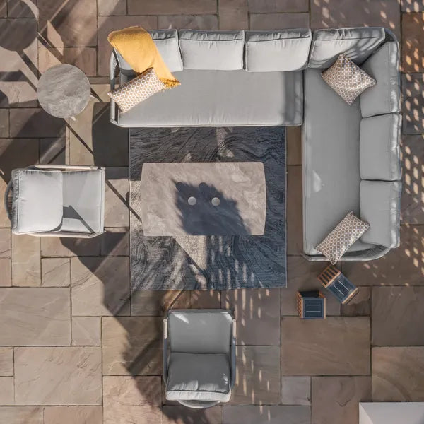 Maze - Florence Rope Weave Large Corner Sofa Set
with Rectangular Coffee Table & 2 Armchairs - Blythe Living