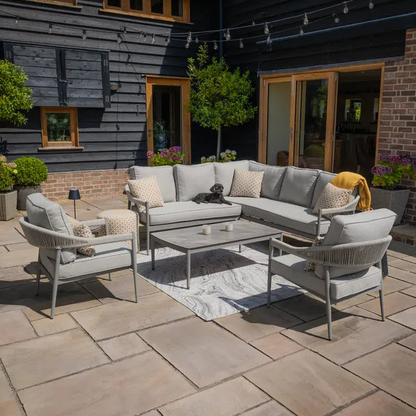 Maze - Florence Rope Weave Small Corner Sofa Set
with Rectangular Coffee Table & 2 Armchairs - Blythe Living