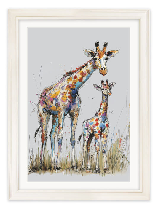 Family of Giraffes Cosy Sketch - Cream Hurstwood Frame