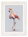 Pink Flamingo Cosy Sketch - Cream Hurstwood Frame - Blythe Living