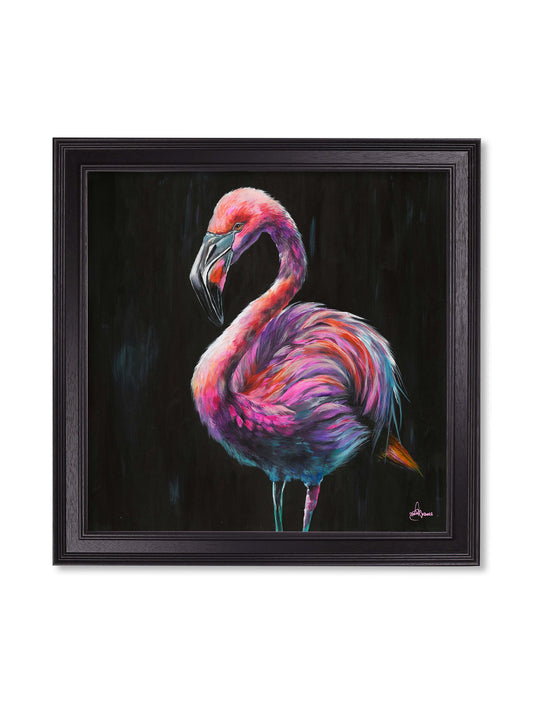 Flamingo Print 'Florrie' by Amy Ansell - Black Square Frame