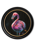 Flamingo Print 'Florrie' by Amy Ansell - Oxford Round Frame