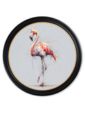 Pink Flamingo Cosy Sketch - Oxford Round Frame - Blythe Living