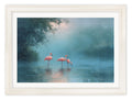 Misty Lake Flamingos - Cream Hurstwood Frame - Blythe Living