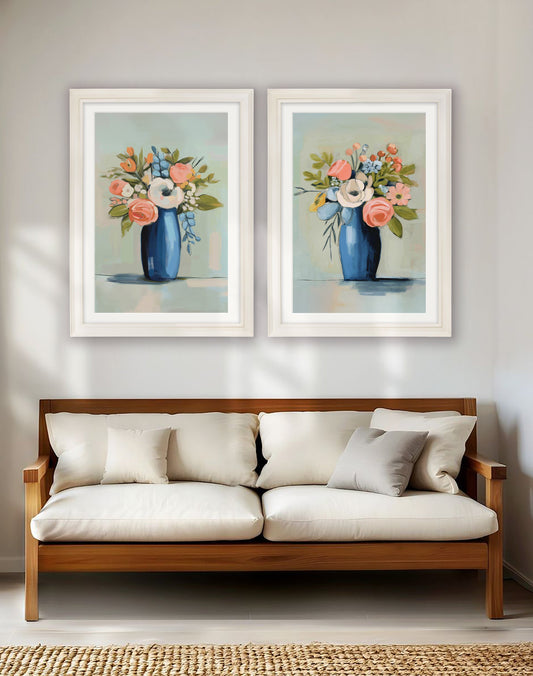 The Pastel Bouquet Duo - Cream Hurstwood Frame - Blythe Living