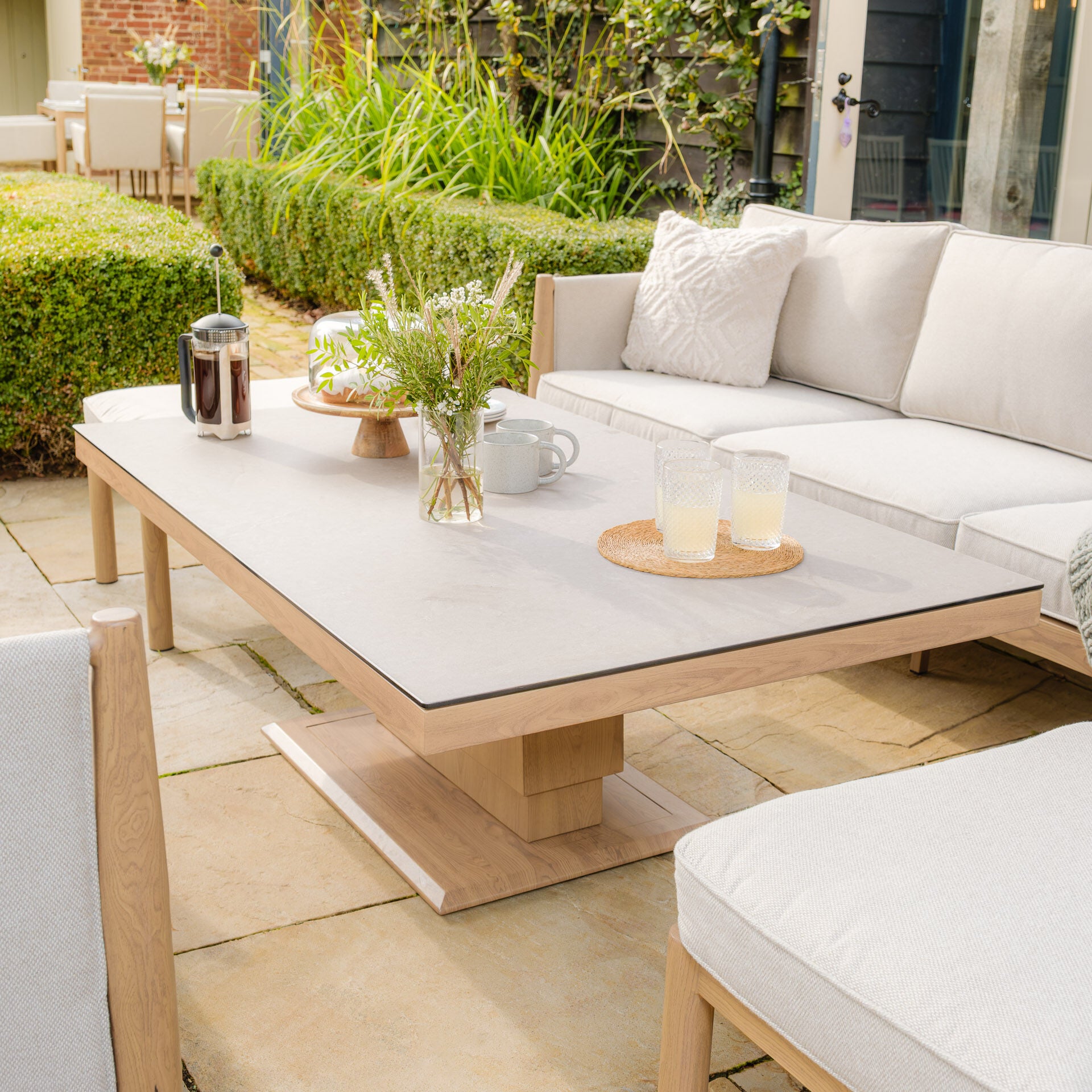 For sale Burford aluminium sofa set with footstools
