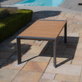 For sale Jakarta teak table with oatmeal dining chairs
