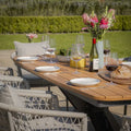 For sale Jakarta teak table with rope weave dining chairs

