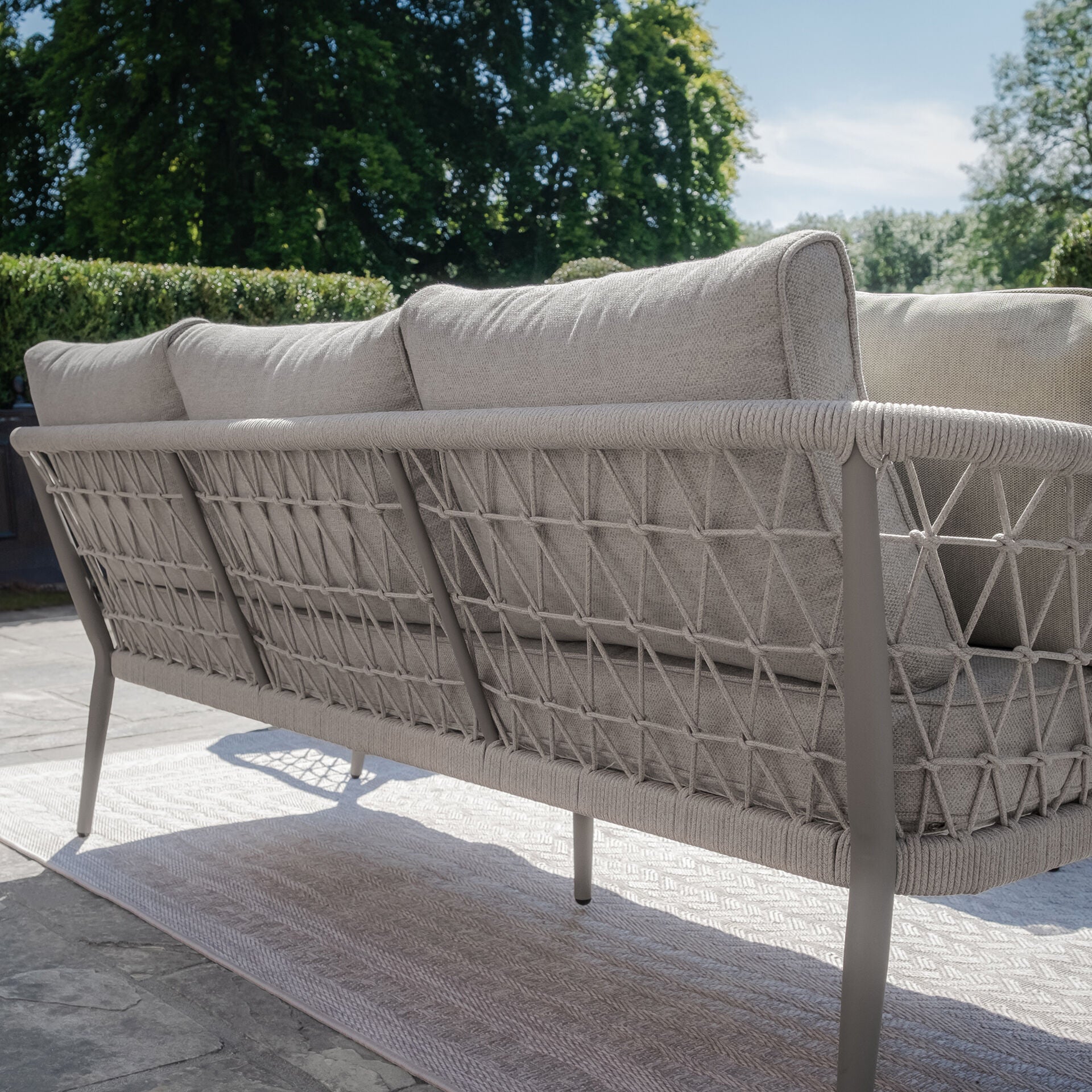 For sale Monaco rope weave sofa set with ceramic glass table
