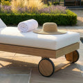 For sale New York aluminium sunlounger with wheels
