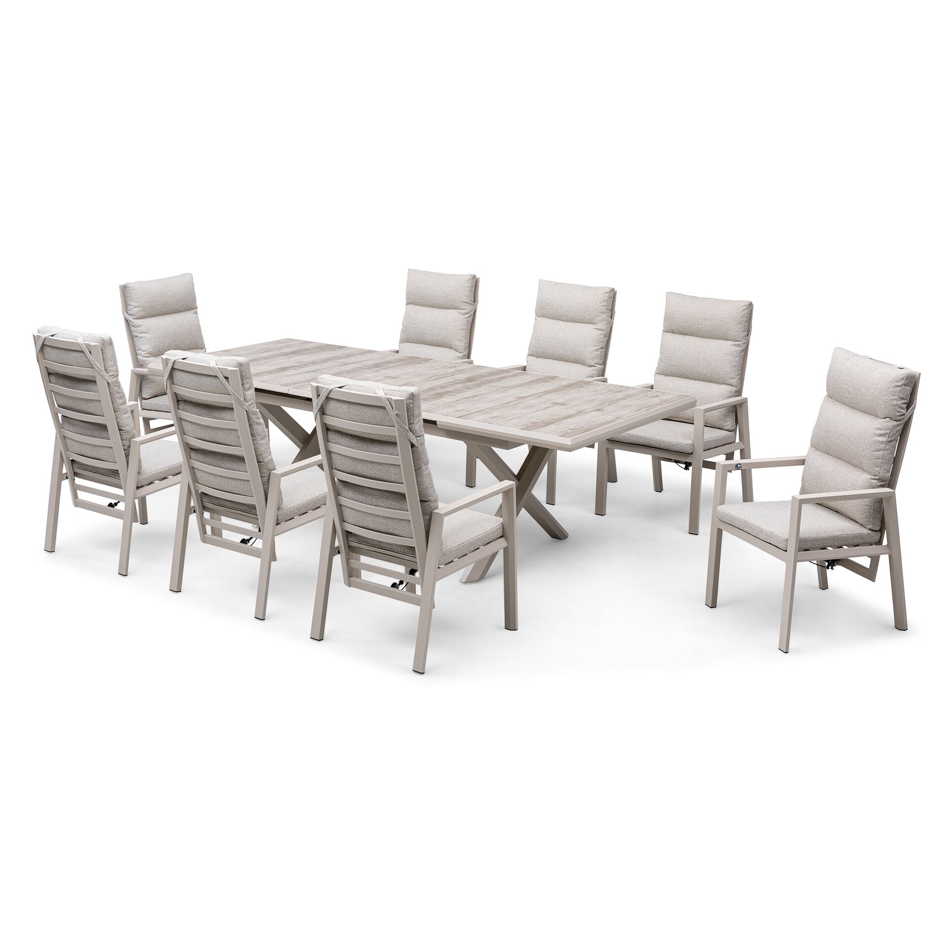 For sale Valencia aluminium dining set with ceramic glass table
