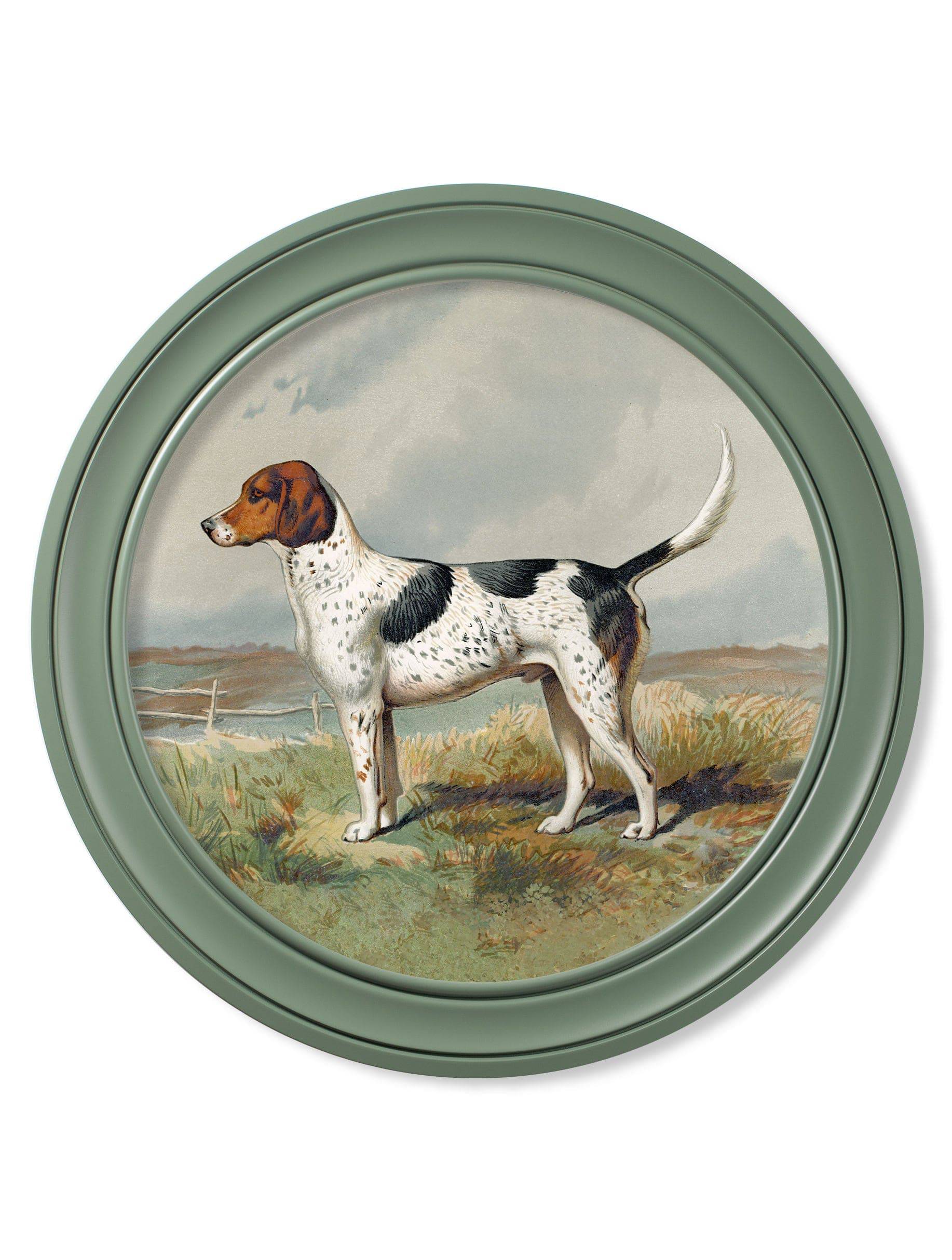 c.1881 Gun Dogs - Round Frame Green - Blythe Living