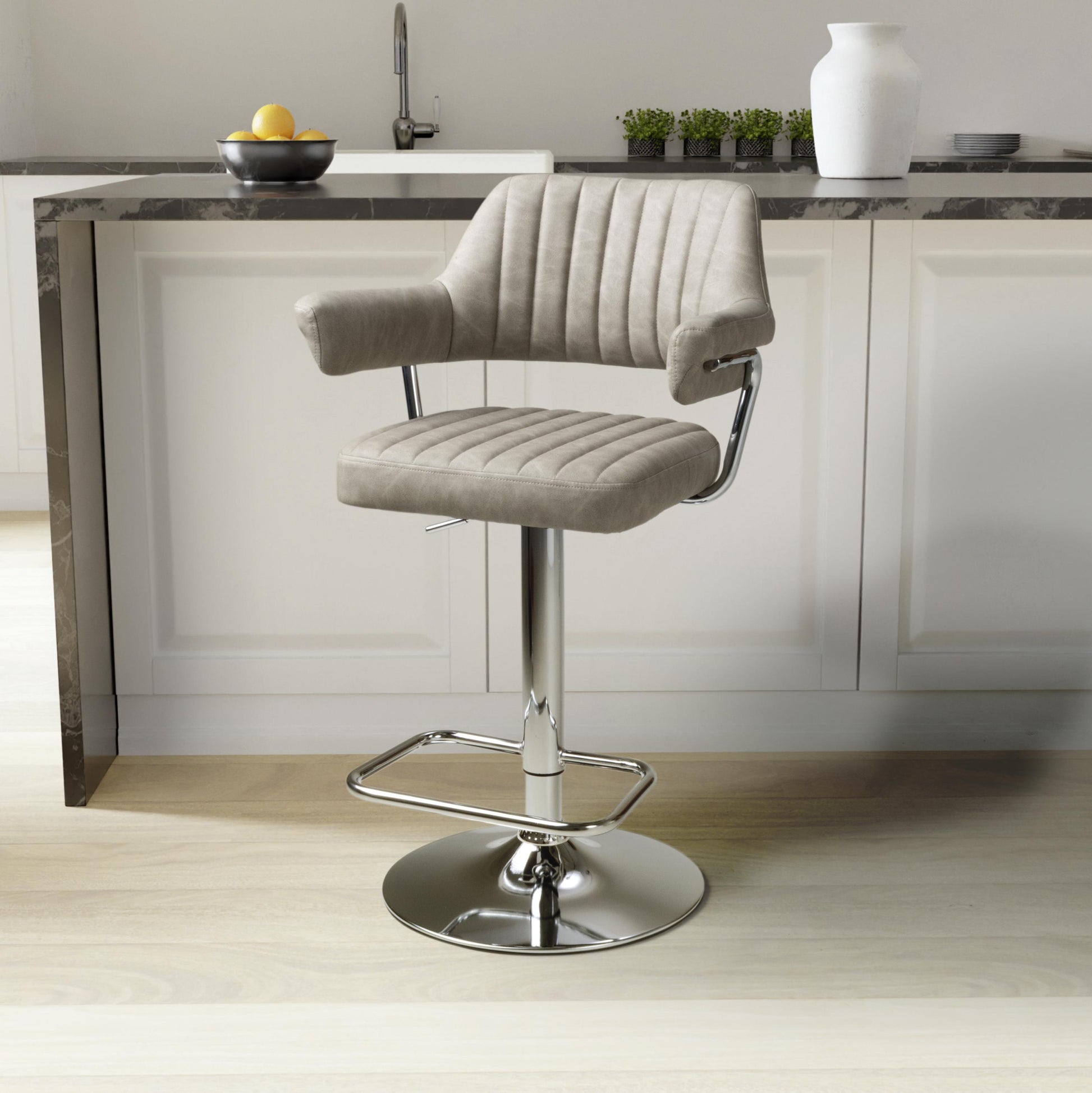 Free UK delivery on Cortez Leather Effect Mink Bar Stool