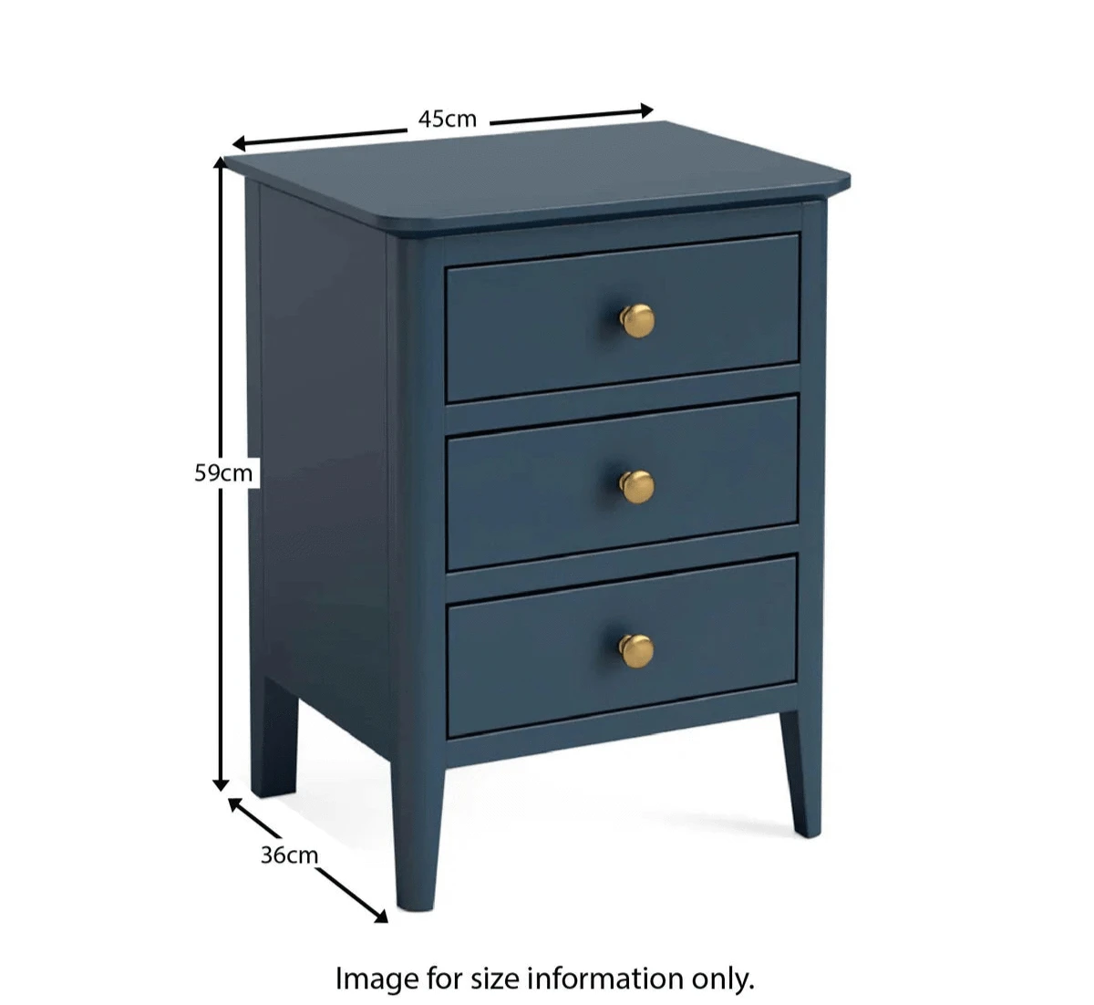 Harrogate Blue 3 Drawer Bedside Table - Blythe Living