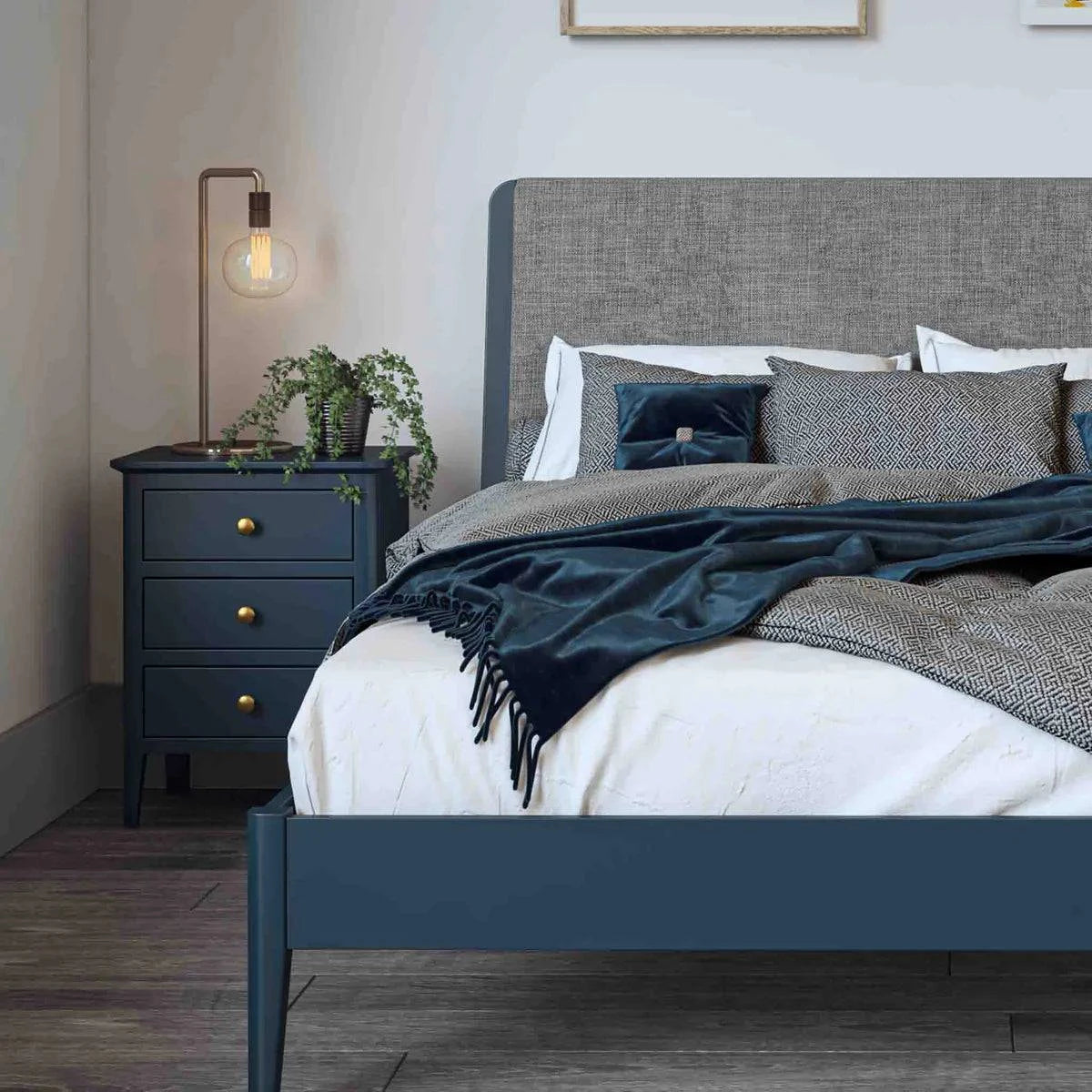 Harrogate Blue 3 Drawer Bedside Table - Blythe Living