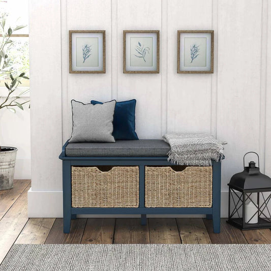 Harrogate Blue Storage Bench - Blythe Living