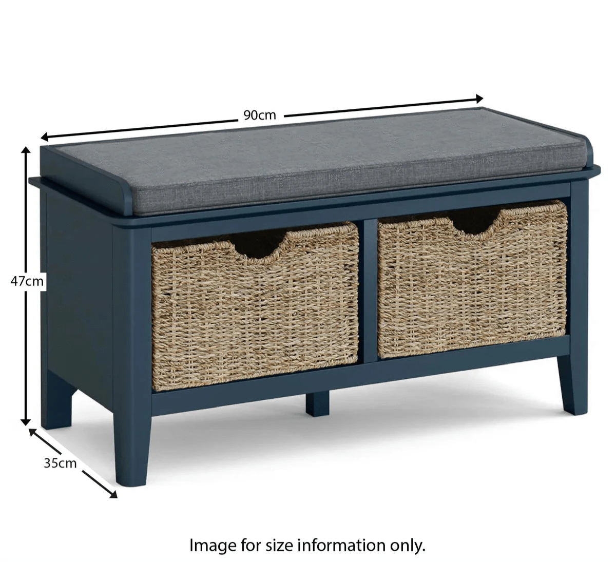 Harrogate Blue Storage Bench - Blythe Living