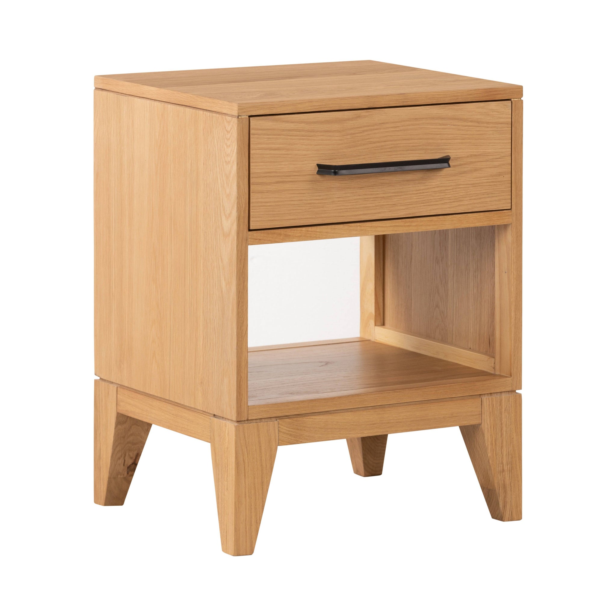 Viento Oak 1 Drawer Open Shelf Bedside Table - Blythe Living