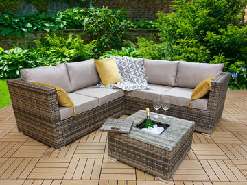 Georgia Corner Sofa with Ice Bucket Mixed Brown