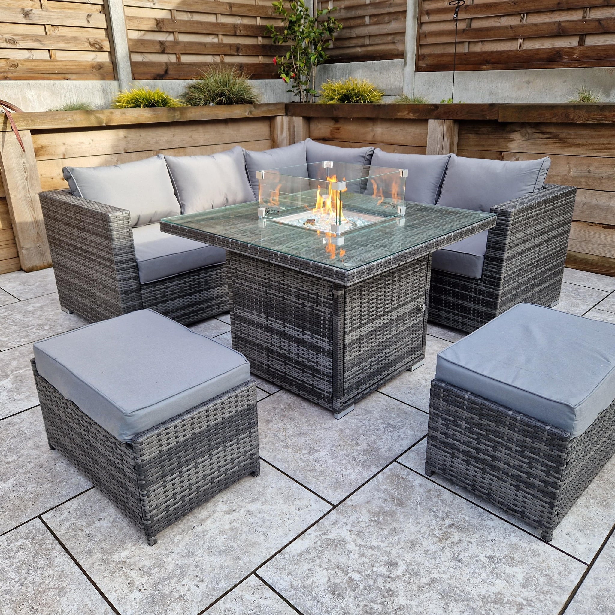 Georgia Firepit Corner Mixed Grey