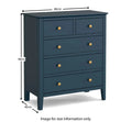 Get British Harrogate Blue 5 drawer chest midnight blue gold handles free delivery
