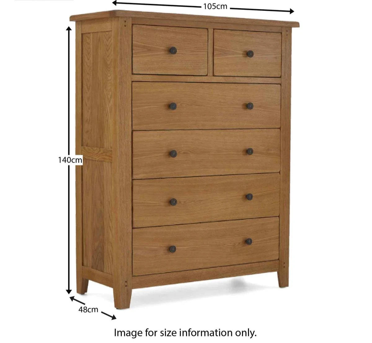 Get Burford Oak 2 Over 4 Drawer Chest delivered free mainland UK

