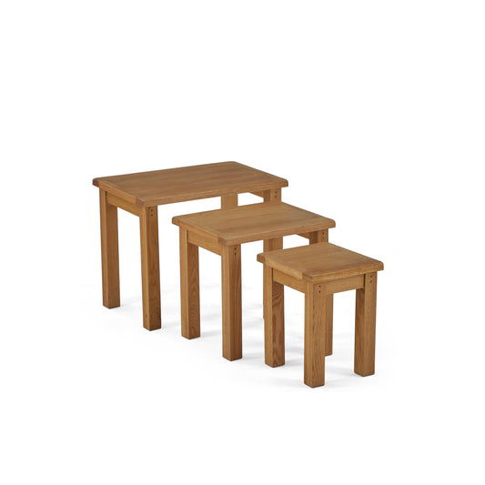Get Burford Oak Nest of 3 Tables Online