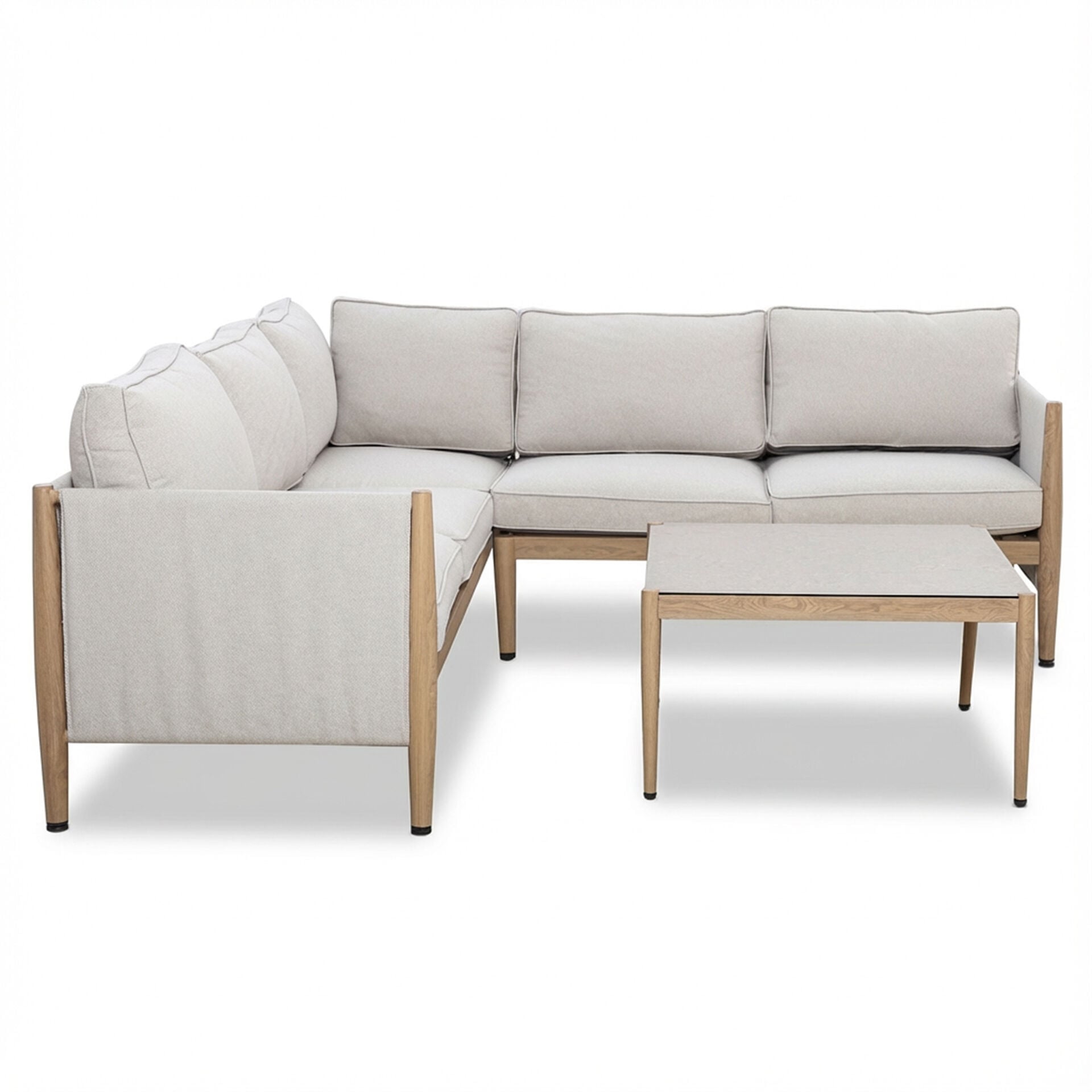 Get Burford Small Corner Sofa Set, height adjustable feet

