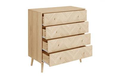 Get Herringford Oak 4 Drawer Chest contemporary bedroom storage UK
