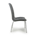 Get Jenner Leather Effect Grey Chrome Dining Chair with free UK delivery