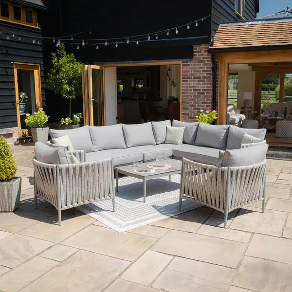 Get Maze Milan Rope Weave Large Corner Set with 13cm deep cushions
