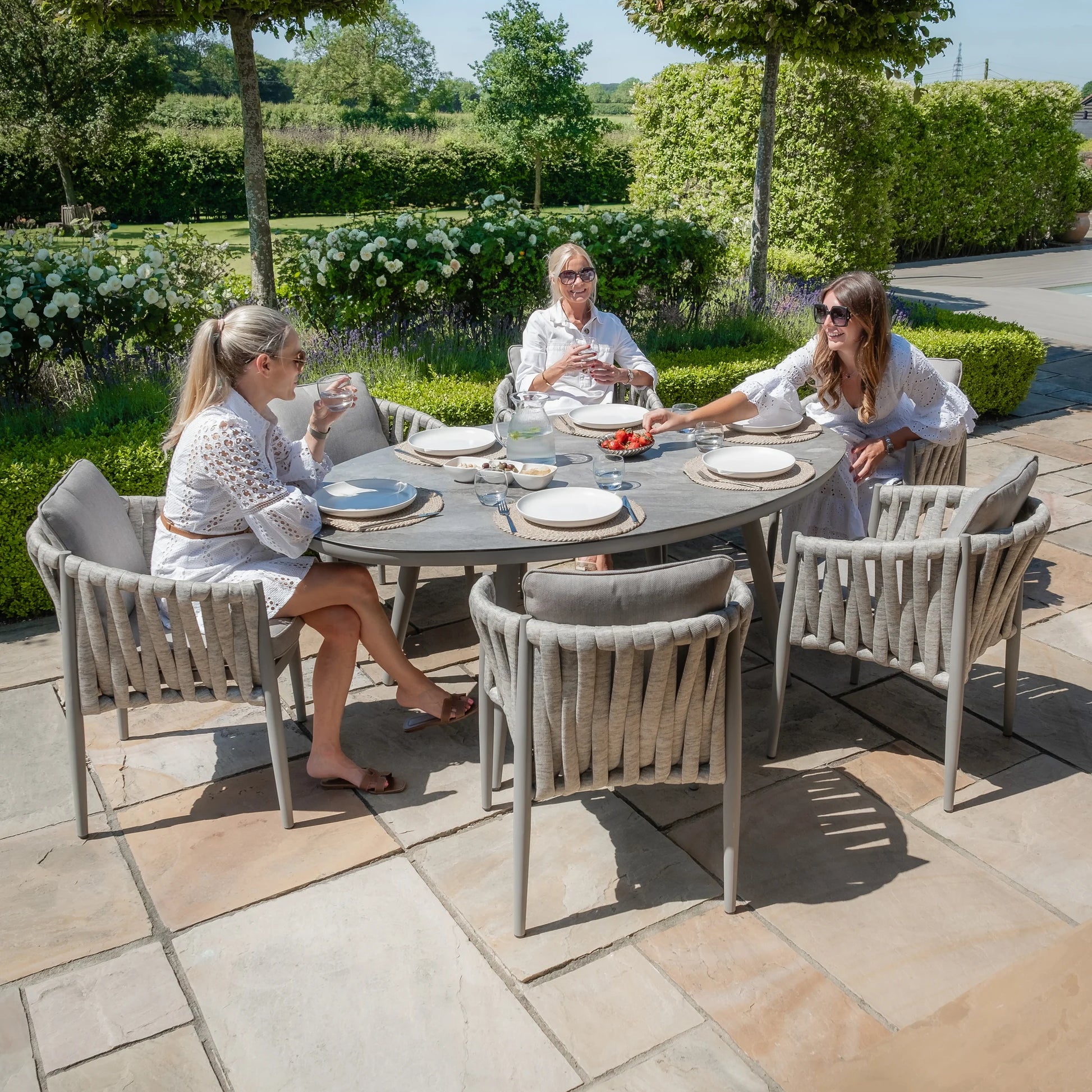 Get Maze Milan oval Dining Set with free UK delivery
