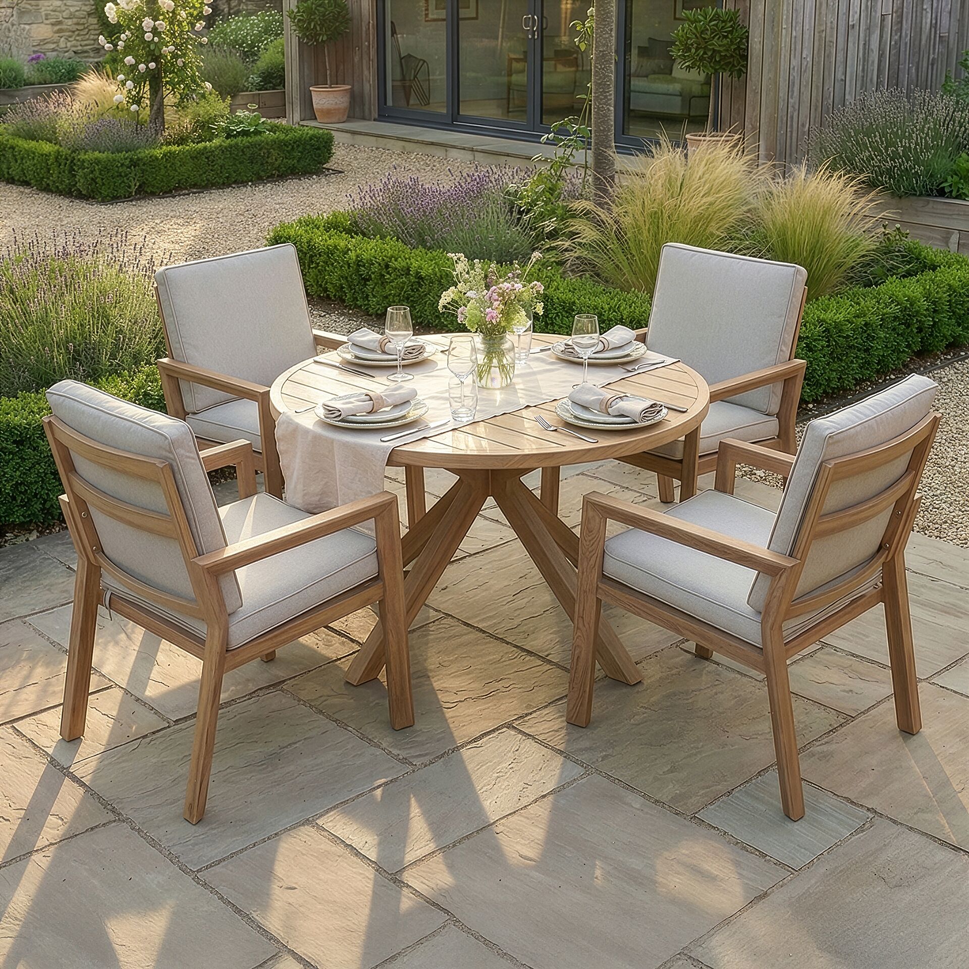 Get Maze New York 4 Seat Aluminium Dining Set with 5 year warranty
