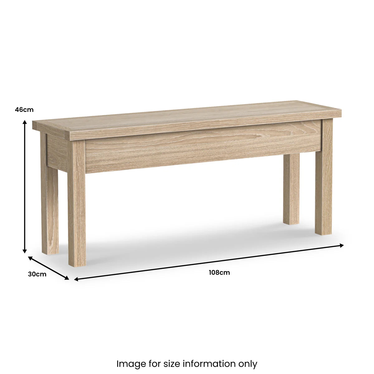 Get Modern Country Washed Oak Shallow Storage Bench