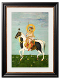 Get Mughal Horsemen Equestrian Print Featuring Vibrant Restoration and Gold Tones