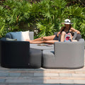 Get Outdoor Fabric Snug Lifestyle Suite with Rising Table for relaxing outdoors