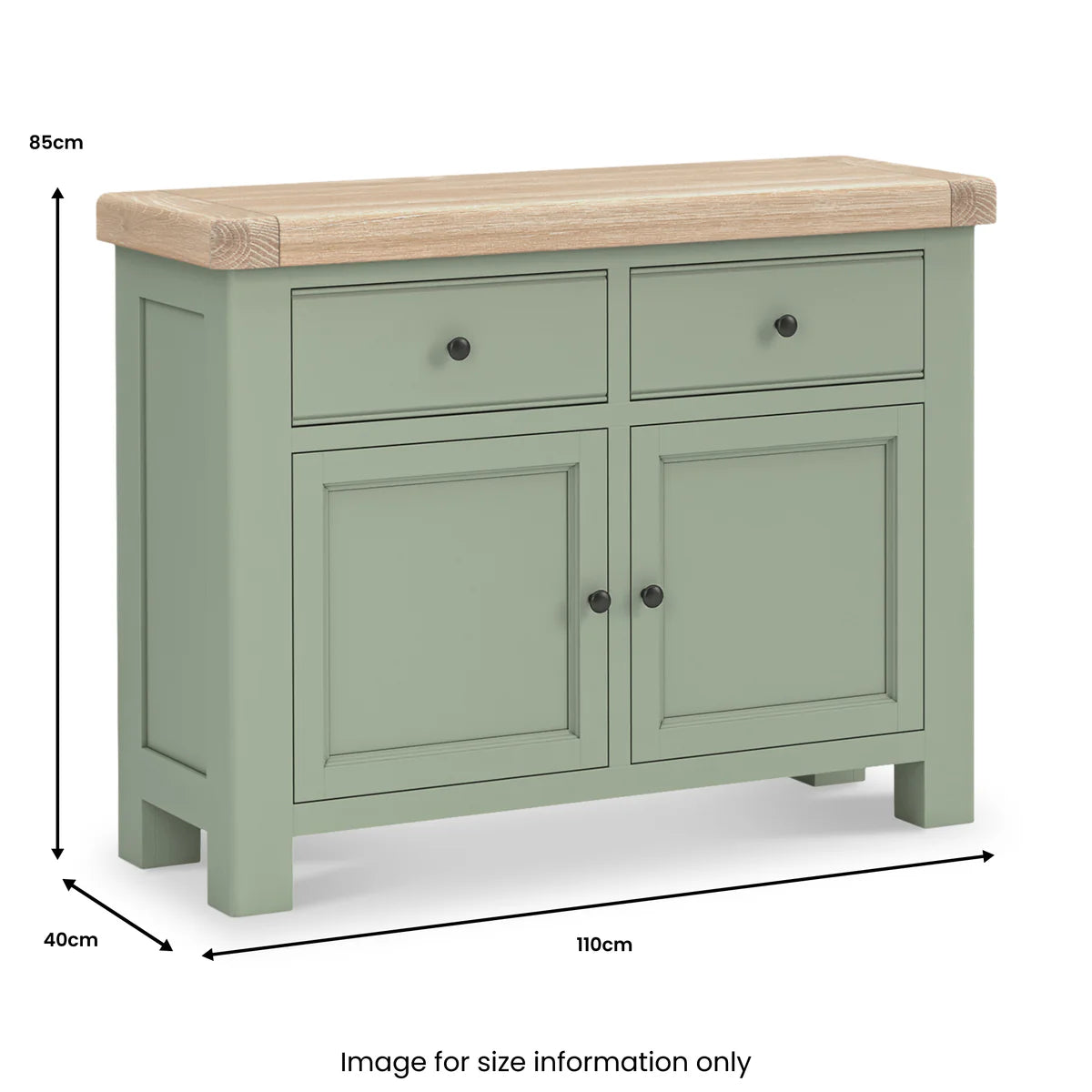 Get Salcombe Sage Painted Sideboard with Rustic Oak Top Fully Assembled