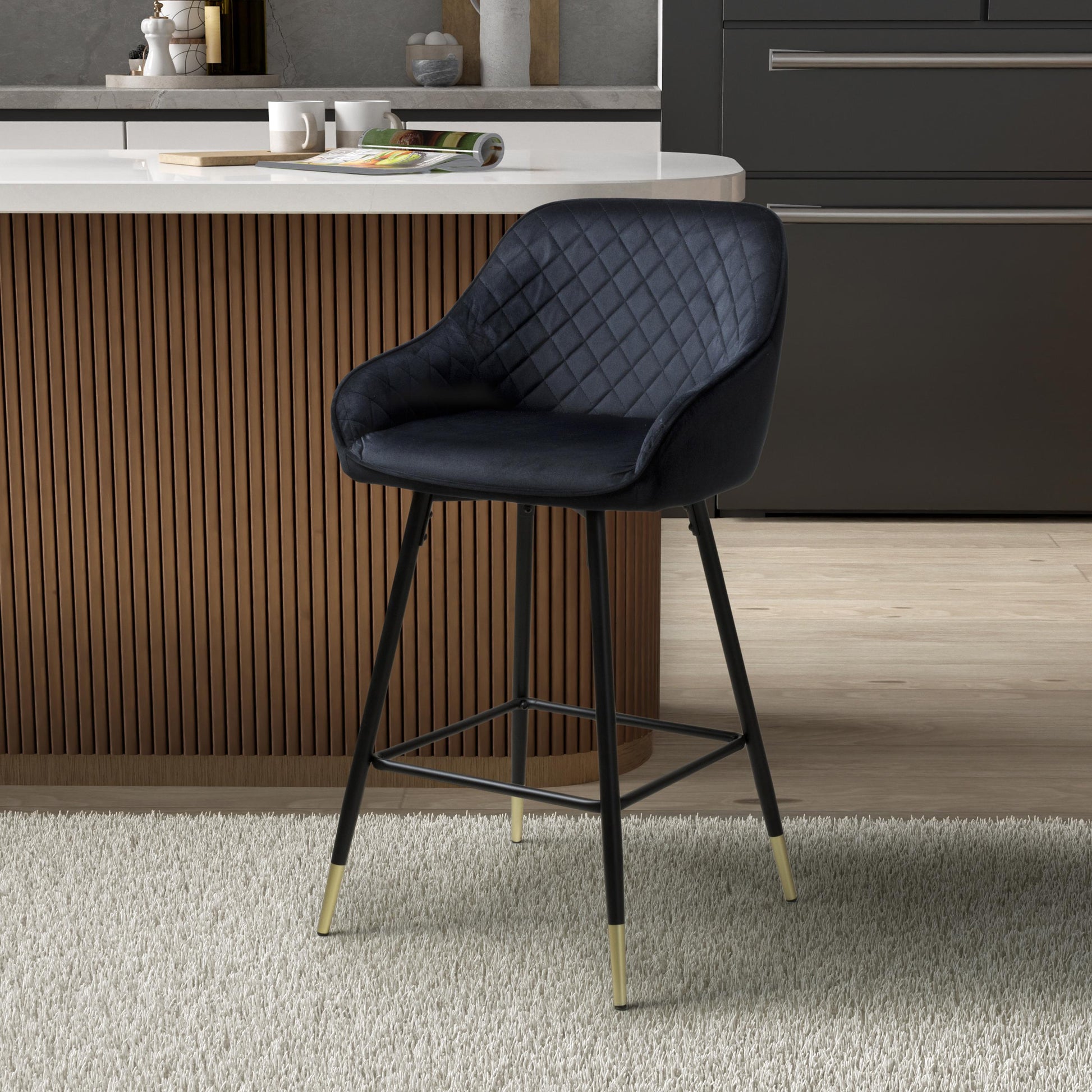 Get Savanna Brushed Velvet Black Bar Stool with free UK delivery