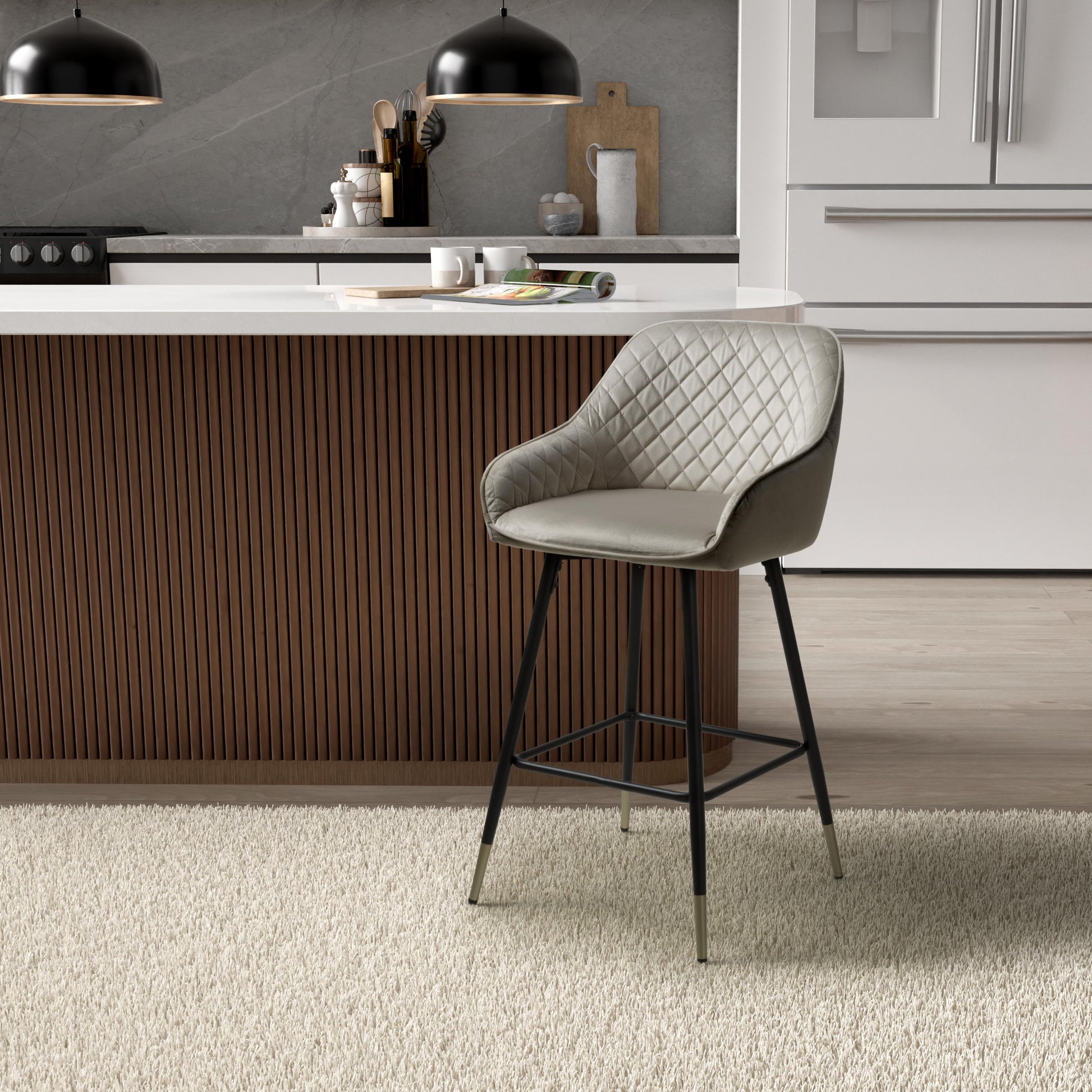 Get Savanna Brushed Velvet Mink Bar Stool with free UK delivery