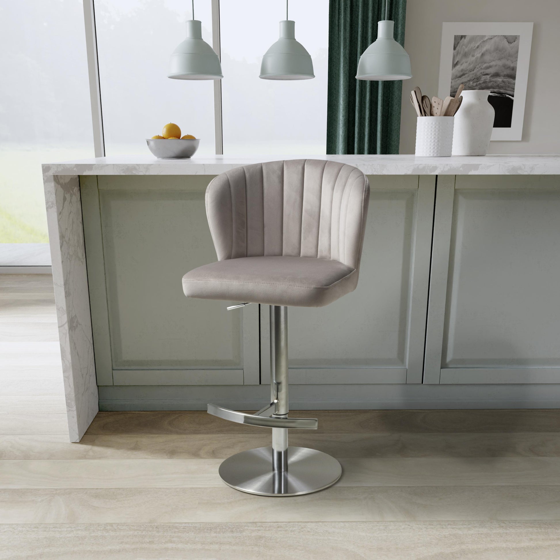 Get Sigma Brushed Velvet Mink Bar Stool with free UK delivery