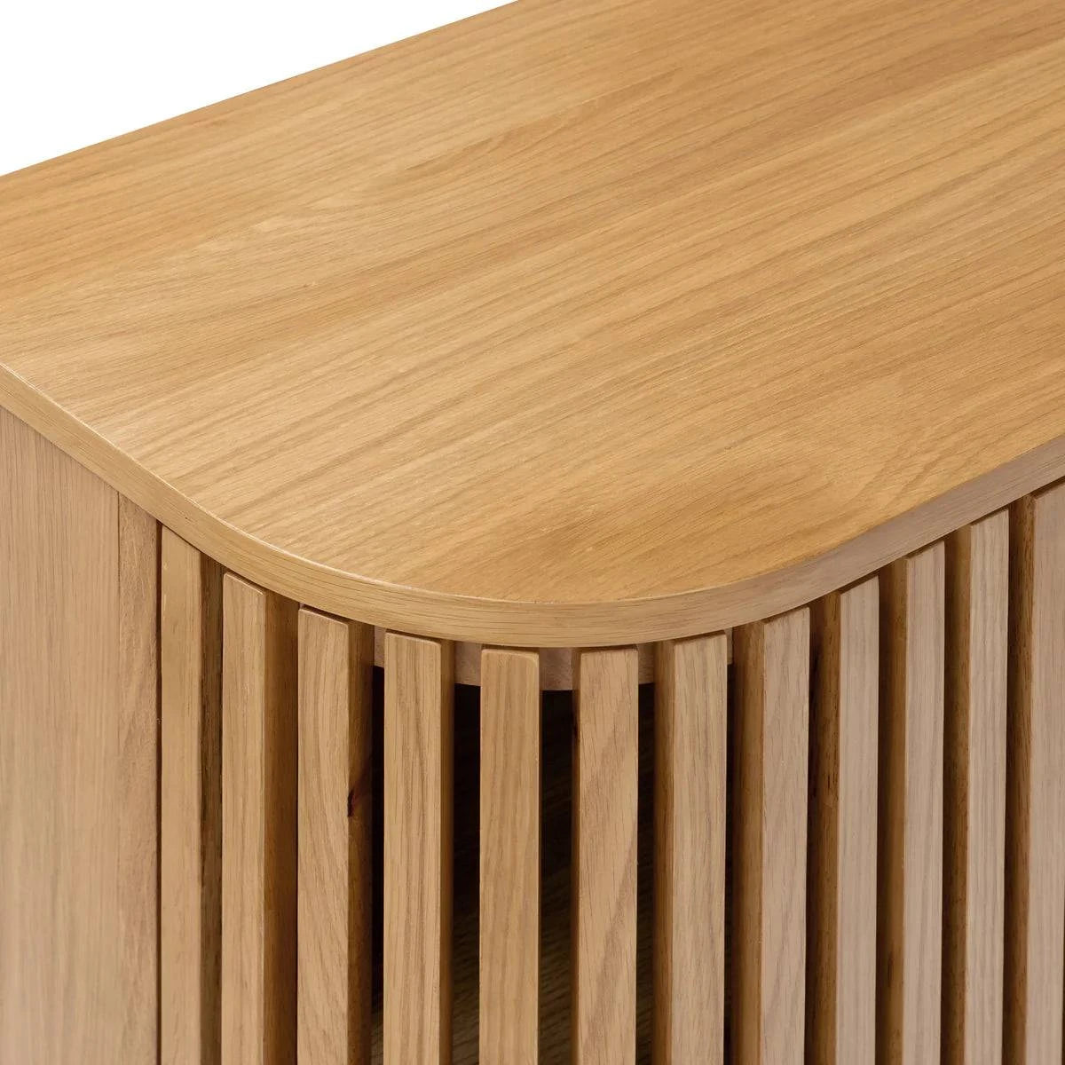Get Soho Oak Slatted Cupboard Fully Assembled - Premium Quality