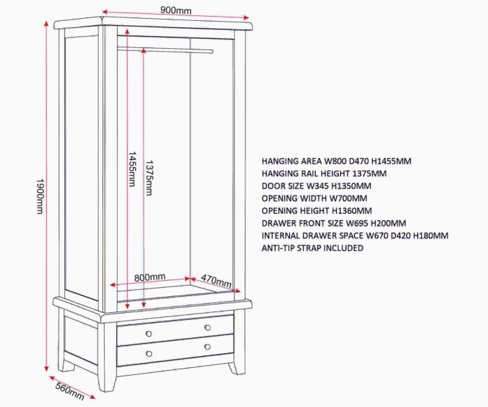 Get Windsor wardrobe combining hanging space and practical drawer storage